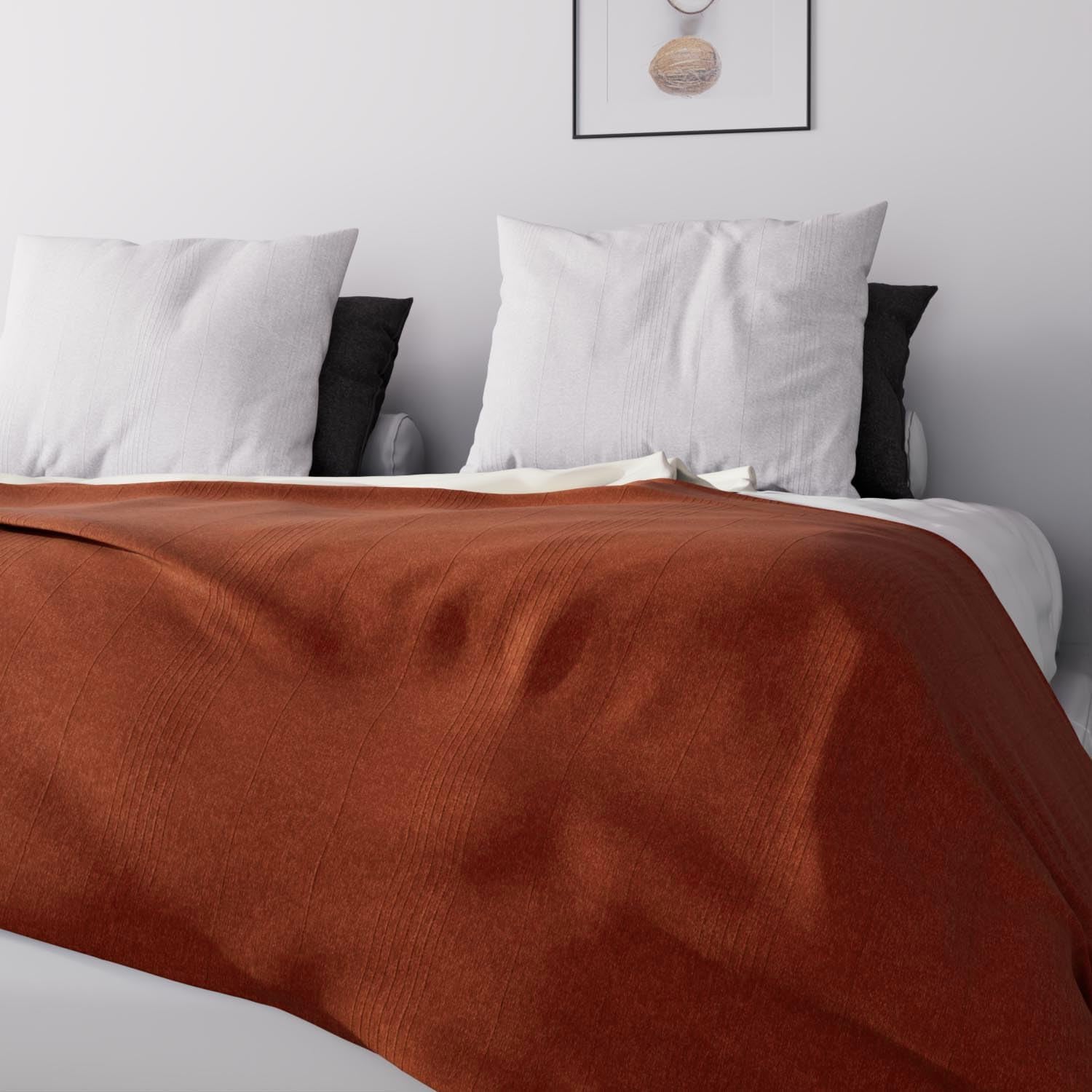 Soleil D'Ocre, Adele, Tagesdecke, Sofaüberwurf, Baumwolle, ziegelrot, 220 x 240 cm Betten und Decken Besuchen Sie den Soleil d'ocre-Store