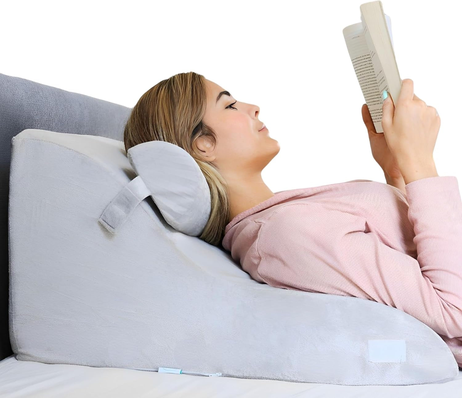 Lesekissen aus Memory-Schaum | Ergonomisches Rückenkissen und Keil für Bett, Couch und Sofa | Orthopädisches Stützkissen bei Rückenschmerzen und Verspannungen