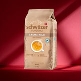 Schwiizer Schüümli Crema Mild, 100% Arabica-Kaffeebohnen fein, harmonisch und mild, ideal für automatische Espressomaschinen, Stärke 2/5, helle Röstung, Rainforest Alliance, 1kg