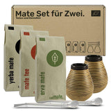 Mate-Tee-Set für zwei, Bio ● 2 Mate-Tassen + 2 Bombillas + 300 g Mate-Tee + Zubereitungsanleitung