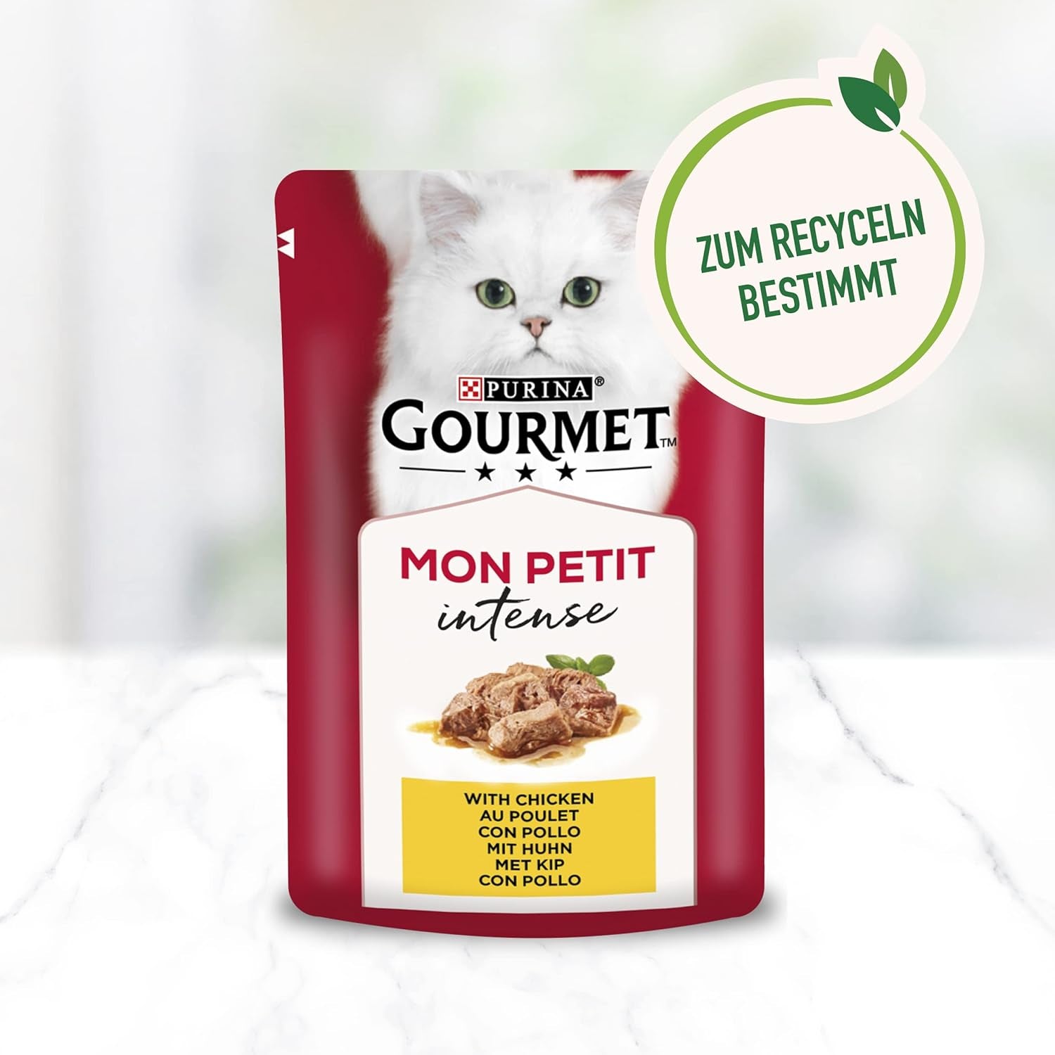 Gourmet Mon Petit Intense Nassfutter für Katzen, Geflügel-Sorte, 8er-Pack (8 x 6 Beutel à 50 g)