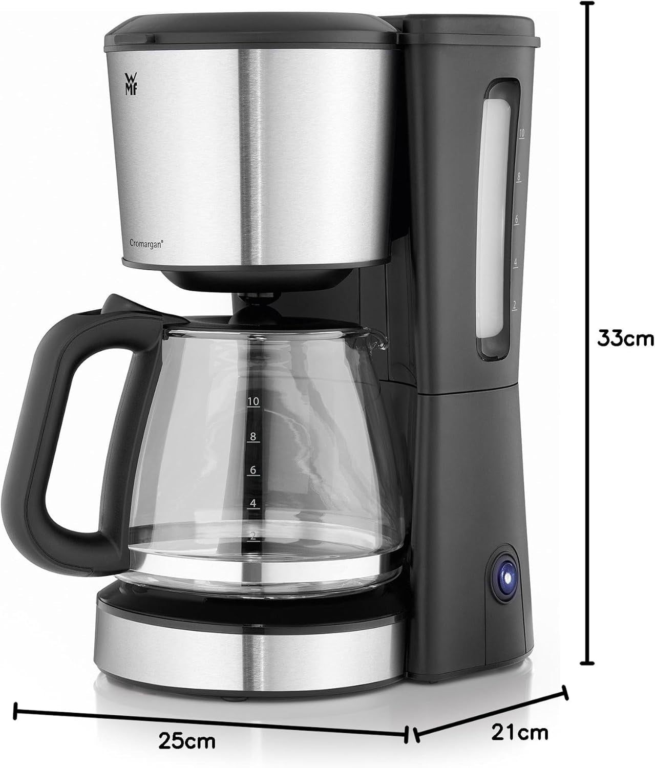 WMF Bueno Espressomaschine mit Glaskaraffe, Filterkaffee, 10 Tassen, Ein-/Aus-Taste, Anti-Tropf-System, oszillierender Filter, automatischer Stopp, Heizplatte, 1000 W