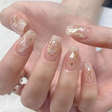 24 Stück quadratische, nackte, französische, kurze, vollständig abdeckende künstliche Nägel zum Aufdrücken für Frauen und Mädchen