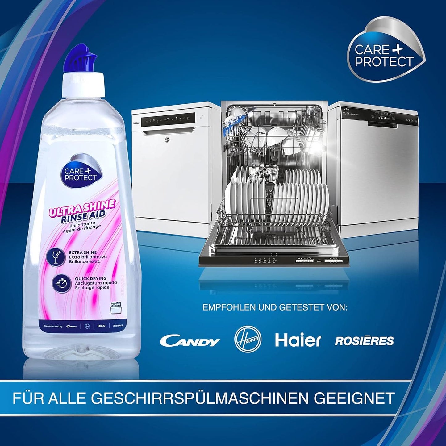 CARE + PROTECT – Extra Shine Universal Klarspüler für Geschirrspüler / Für alle Geschirrspüler / Schnell trocknend / 500 ml Küchenreiniger Naty Shop