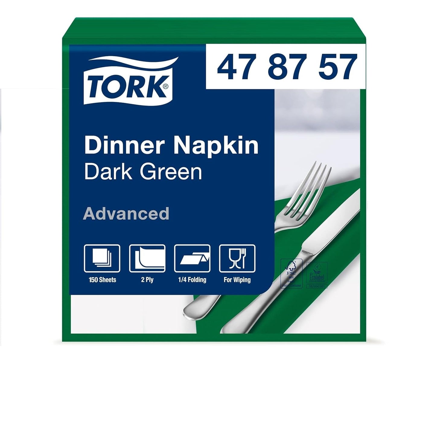 Tork Linstyle 509542 Schwarze Cocktailservietten, 1/4 Falz, 1-lagig, 23,8 x 23,8 cm, 1 x 100 Servietten