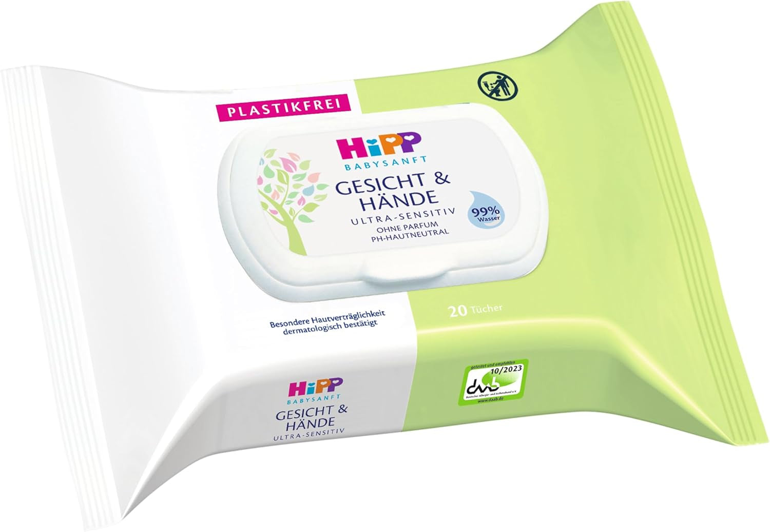 HiPP Baby Soft Feuchttücher für Gesicht und Hände, 12er Pack (12 x 20 Stück)