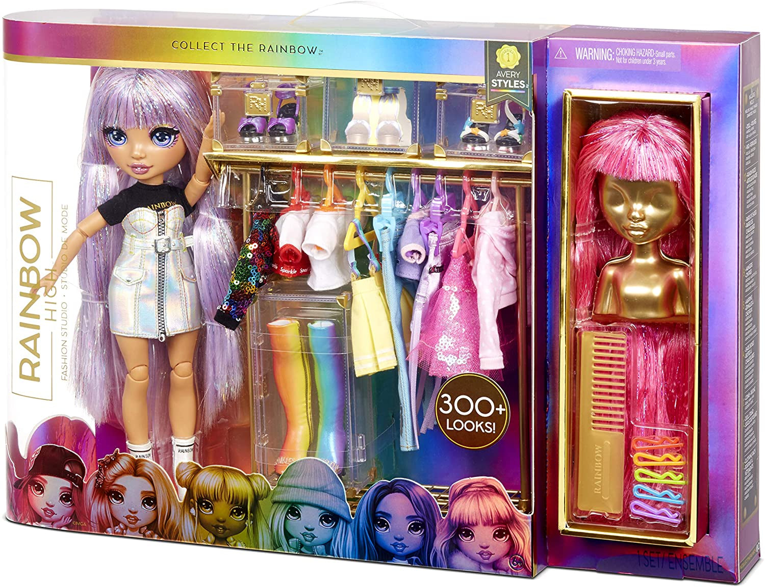 Rainbow High 571049 Fashion Studio – Exklusive Puppe mit Kleidung, Accessoires und 2 glänzenden Perücken – Kreieren Sie über 300 Outfits!