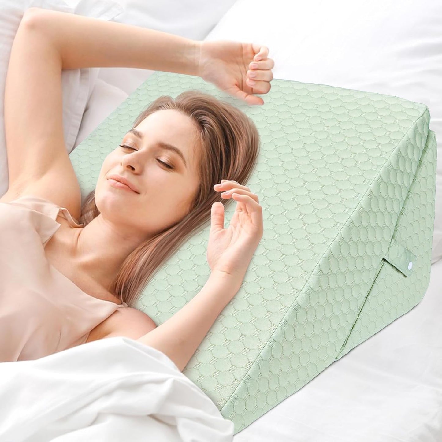 KINDER Verstellbares Keilkissen, hochdichtes Schaumstoff-Lesekissen für Bett und Couch, ergonomisches Bettkeil-Kopfkissen für Schlaf-Reflux-Apnoe, Beinkissen/Rückenkissen zum Spielen und Lesen (grün)