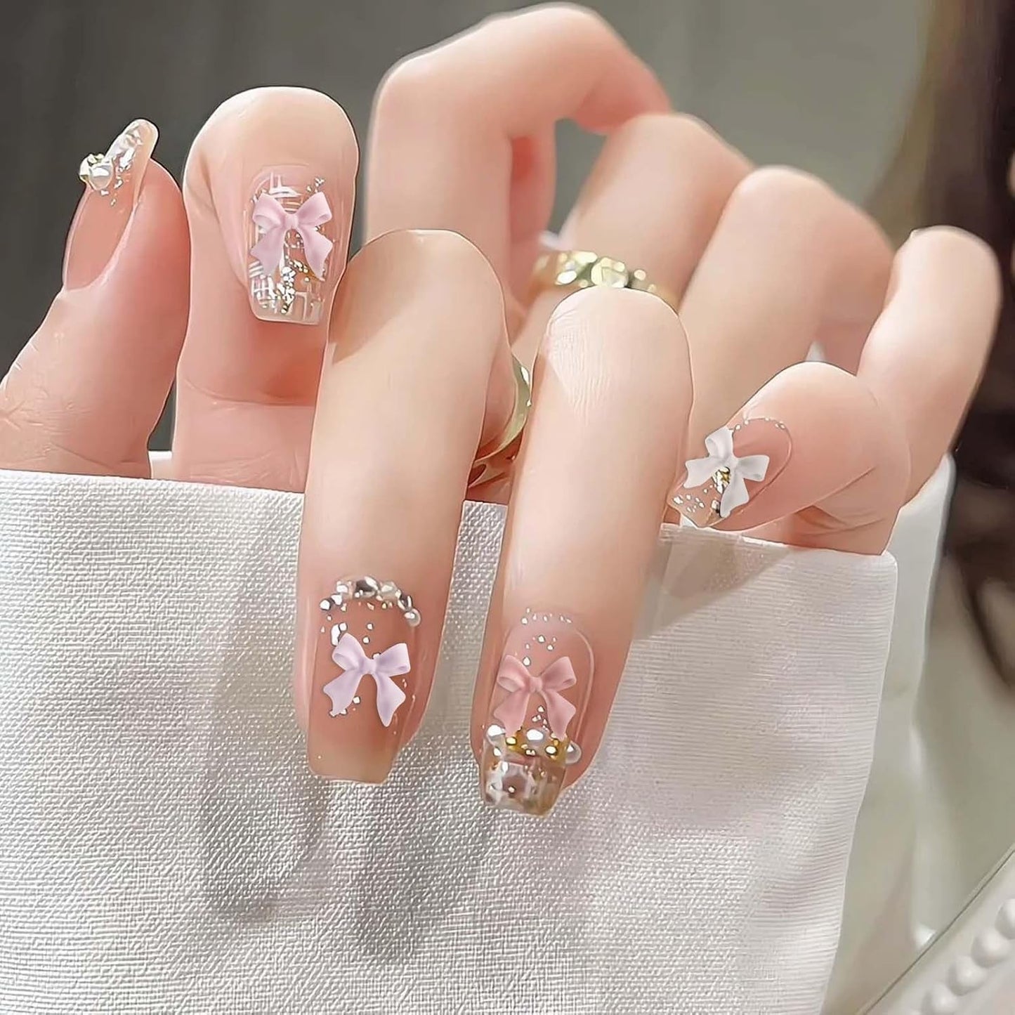 100 Stück 3D Nail Decorations Sets Schleifen Nagelanhänger Nagelkunst Dekorationen Schleife Für Acrylnägel, Süße Kawaii-Schleifenanhänger, Hübsche Nagel-Schleifenanhänger-Dekoration