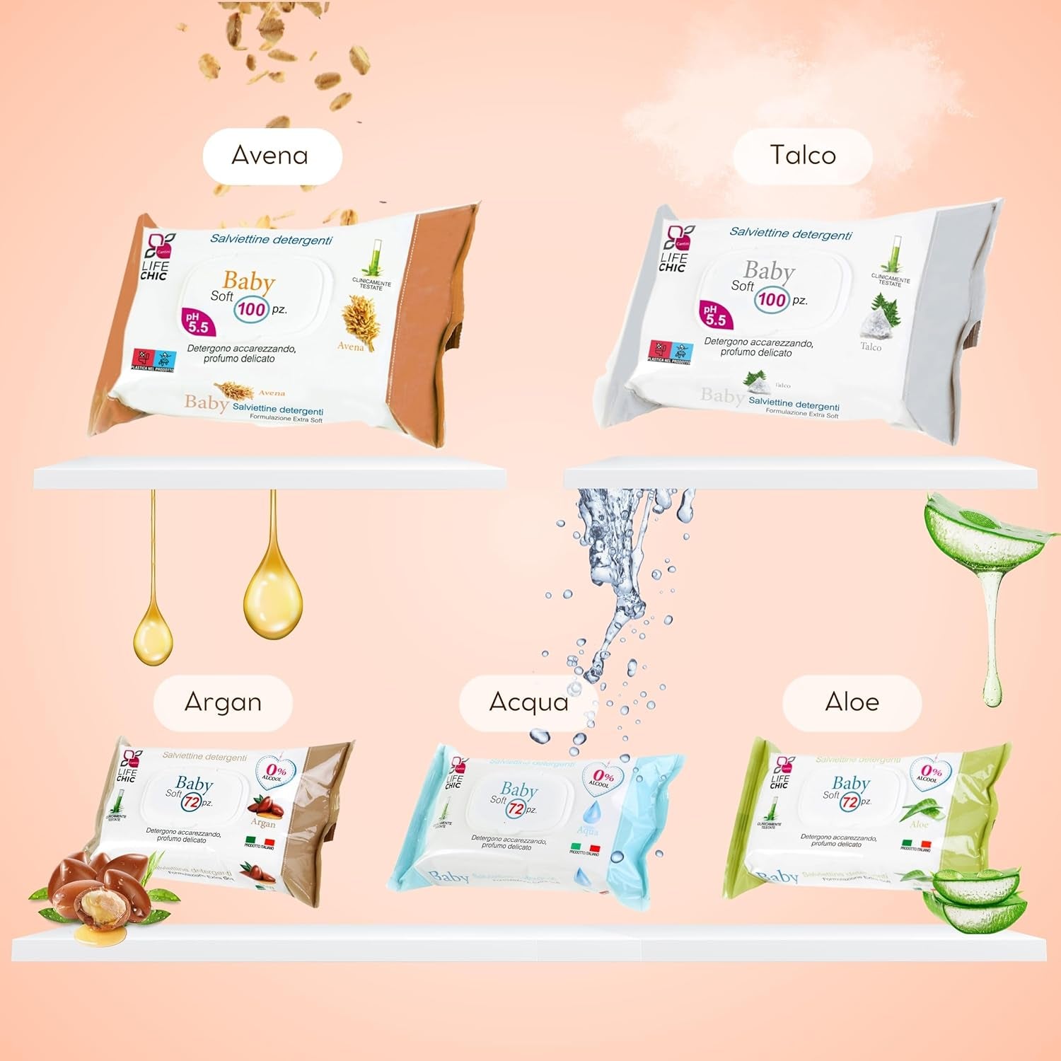Aloe-Baby-Feuchttücher für empfindliche Haut, alkoholfrei, hautfreundlich, pH-Wert 5,5, leicht parfümiert, 1728 Stück (24 Packungen)