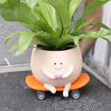 Blumentöpfe mit Smiley-Gesicht, niedlicher Harzkopf, Perlenkette, Blumentopf, einzigartige Gitarre, für drinnen und draußen, saftiger Blumentopf, Geschenkidee für Mama