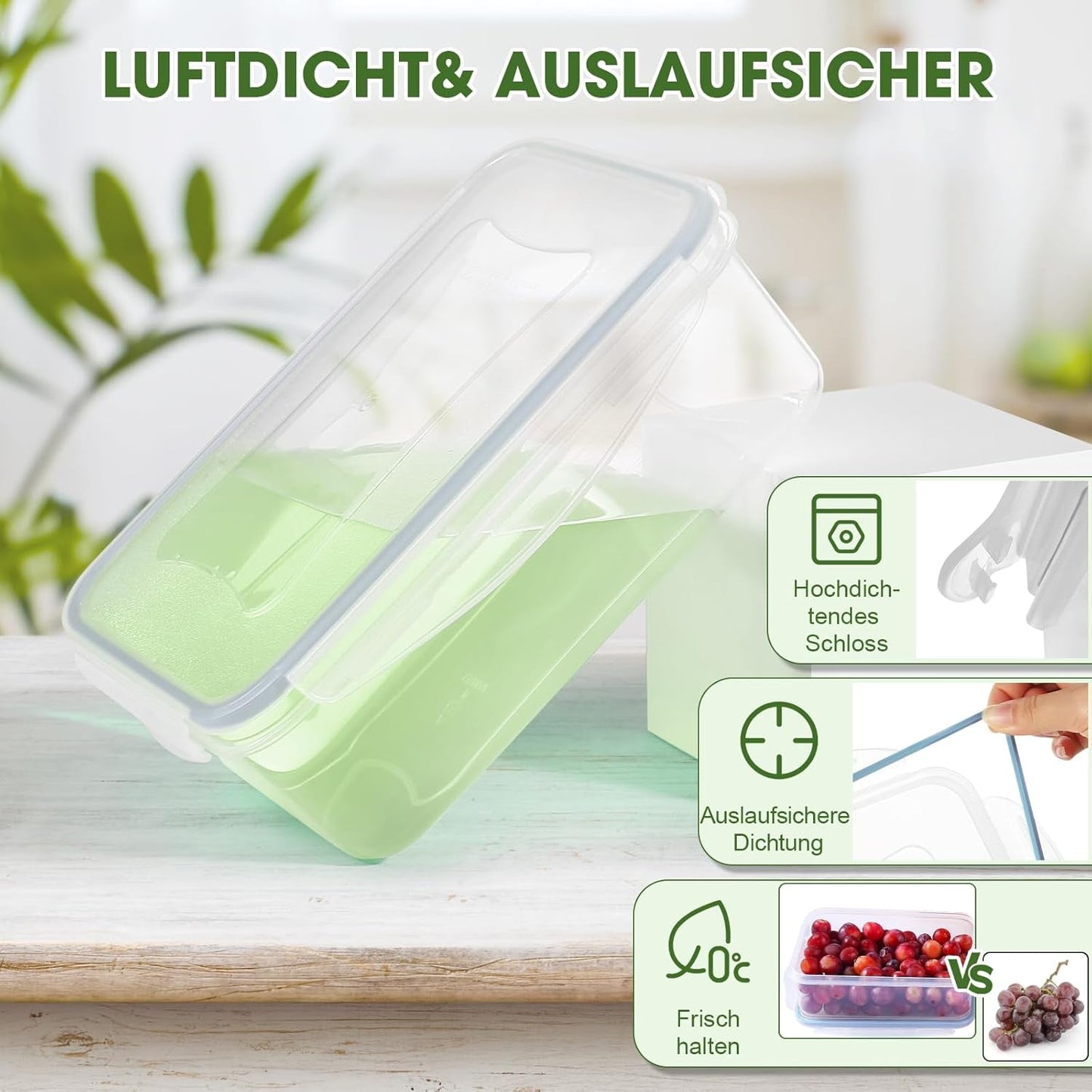 YASHE Frischhaltedose mit Deckel, 12-teiliges Vorratsdosen-Set aus Kunststoff, BPA-frei, 100 % auslaufsicher, stapelbar, transparente Frischhaltedosen Naty Shop