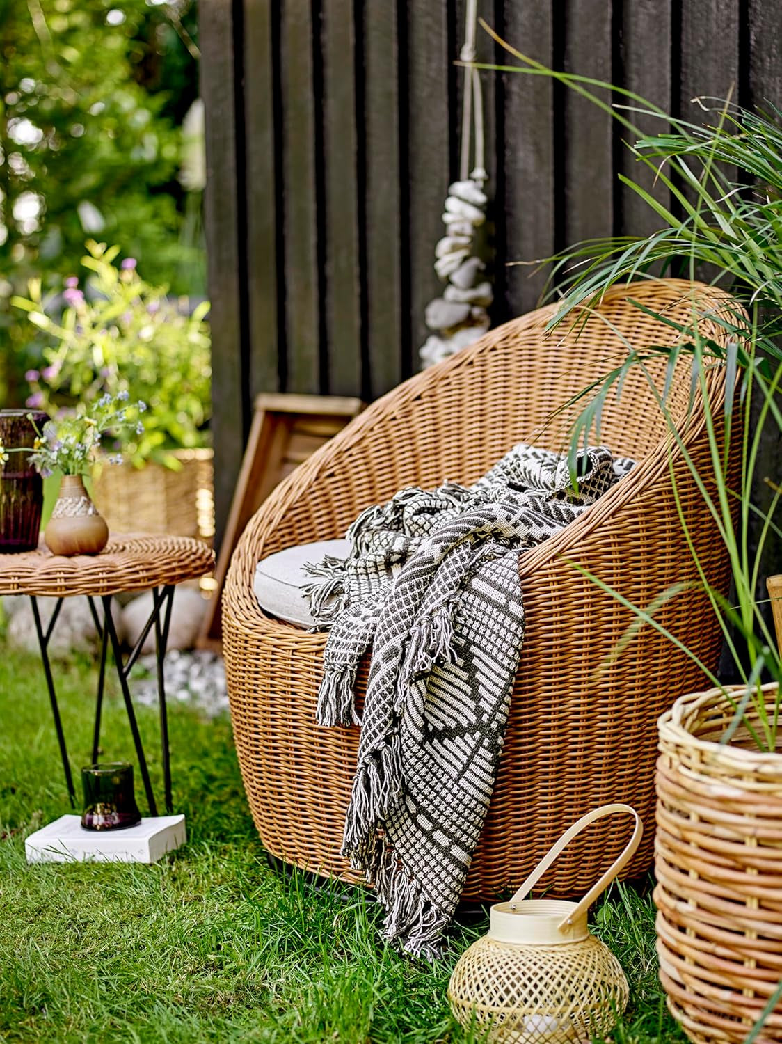 Bloomingville Tagesdecke, schwarz, Baumwolle, 160 cm Bloomingville Betten und Decken