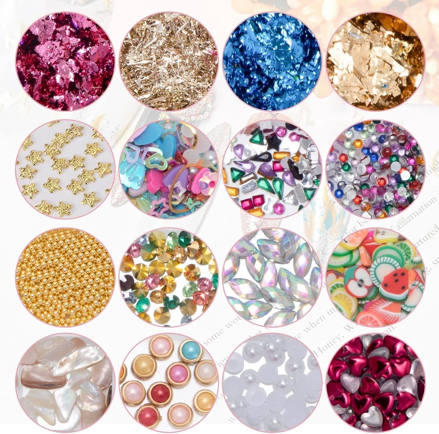 7 Boxen Strasssteine ​​​​Nägel, Nail Art Kit Strass Nagelglitzer Paillettes Nagel-Edelsteine ​​Kristalle Perlen Diamanten Metall Nieten Für DIY Dekoration Nageldesign (Multicolor)