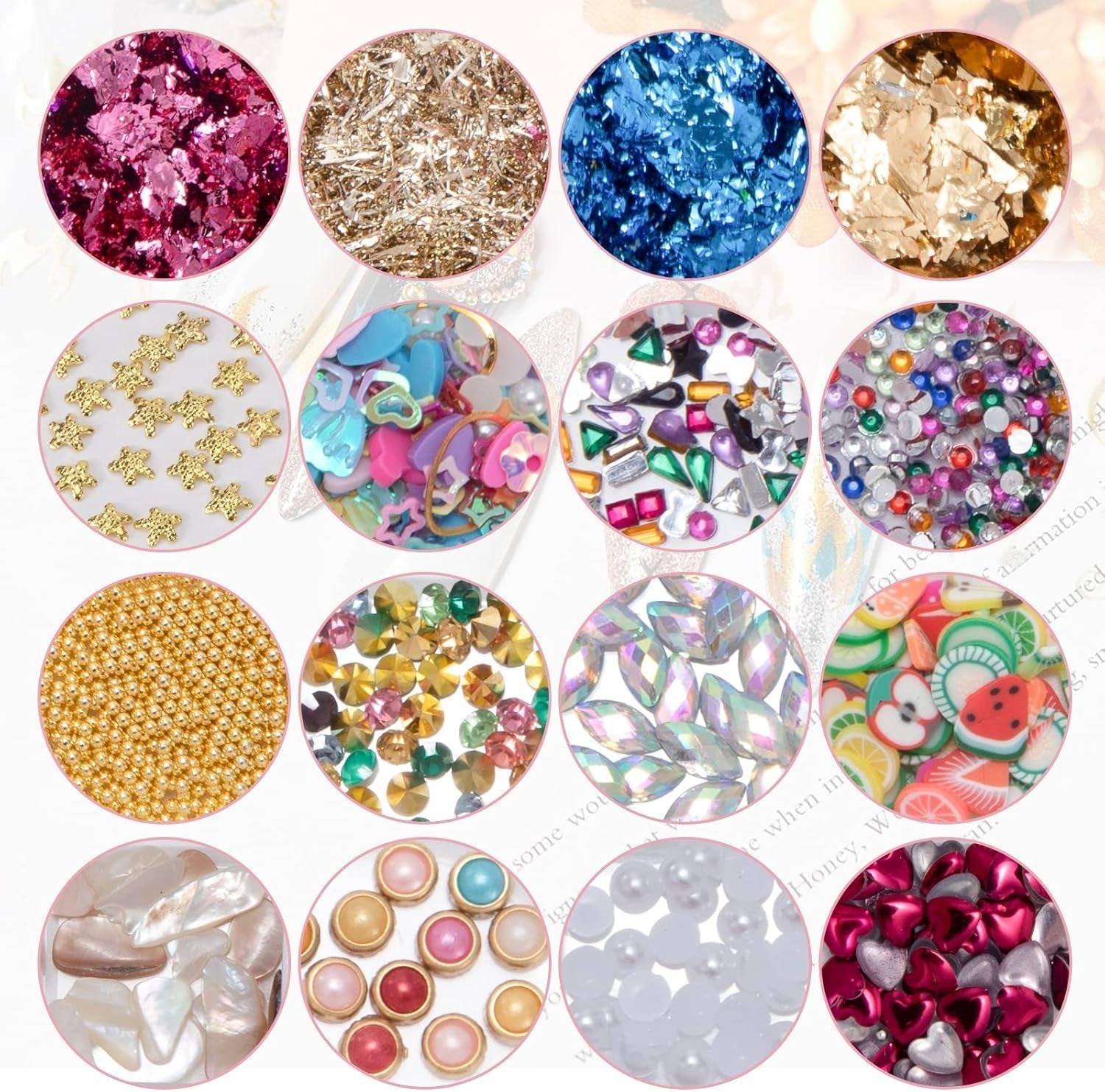 7 Boxen Strasssteine ​​​​Nägel, Nail Art Kit Strass Nagelglitzer Paillettes Nagel-Edelsteine ​​Kristalle Perlen Diamanten Metall Nieten Für DIY Dekoration Nageldesign (Multicolor)