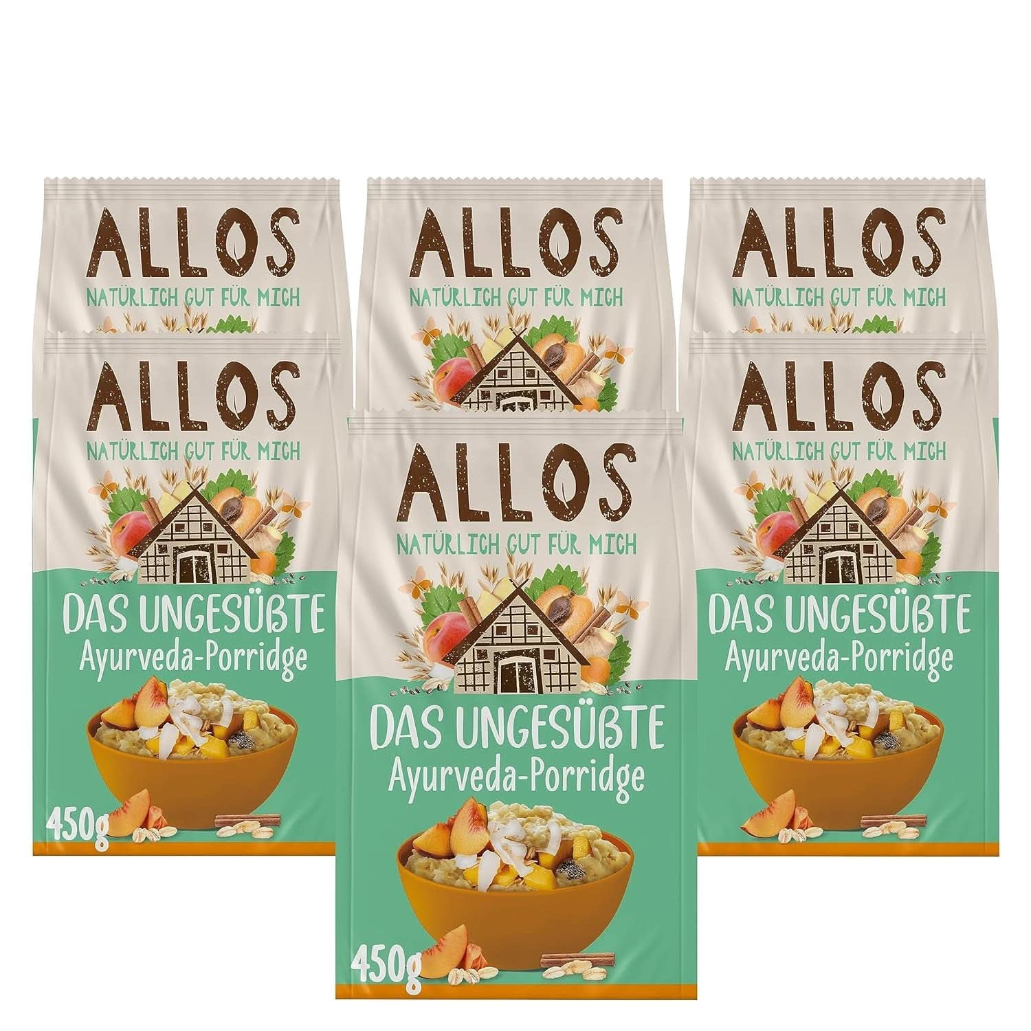 Allos Ungesüßter Feigen- und Himbeerbrei, Set 6 x 500 Gramm Getreide Naty Shop Porridge Ayurveda
