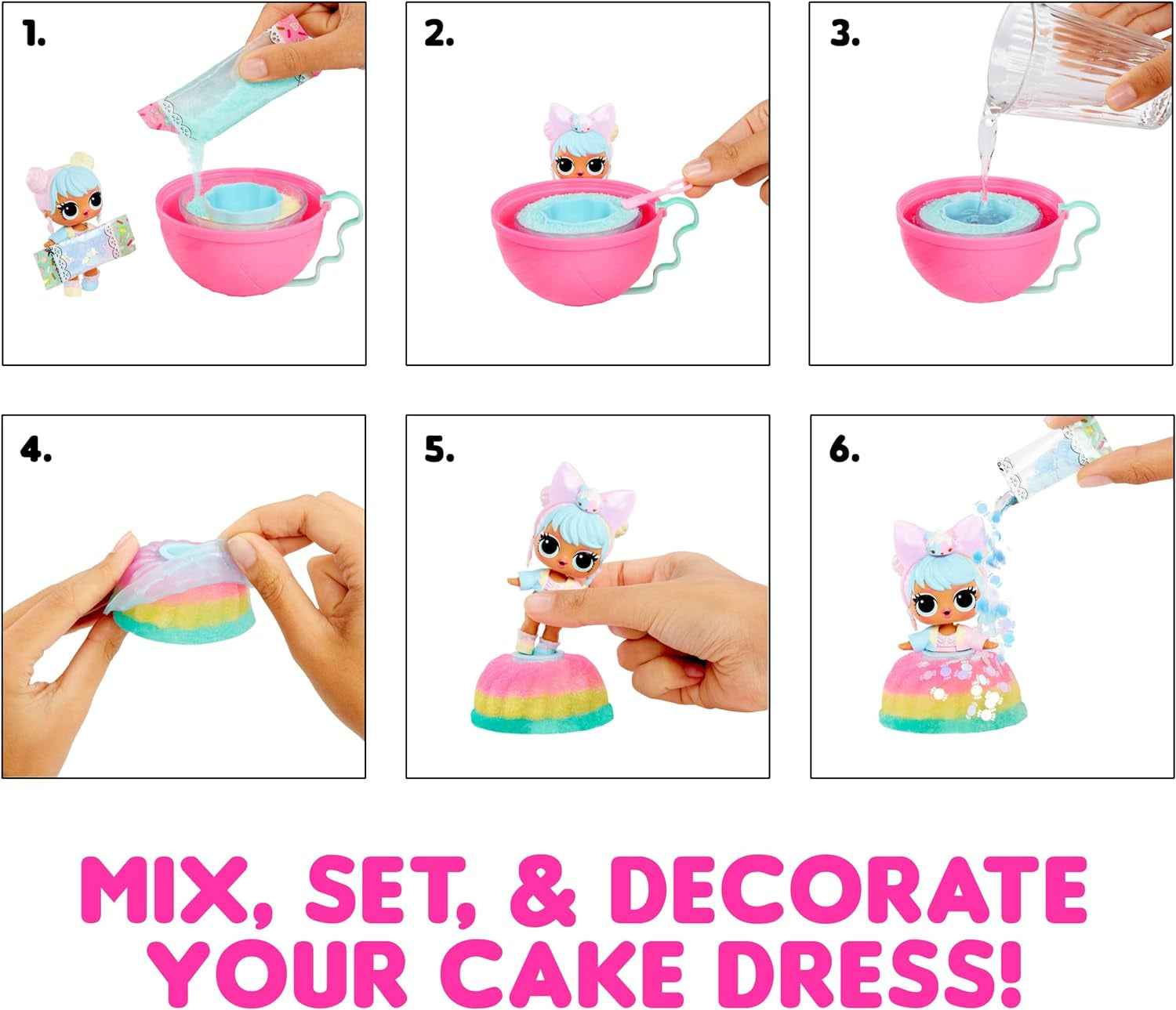 L.O.L. Überraschung! Mix & Make Birthday Cake Tots – Mit Sammelpuppe, DIY-Kuchenkleid, „Backen“ und Dekorieren des Kuchens, Zutaten und Glitzerstreuseln – Puppe mit Kuchenkleid – Ideal für Mädchen ab 3 Jahren Naty Shop Dolls