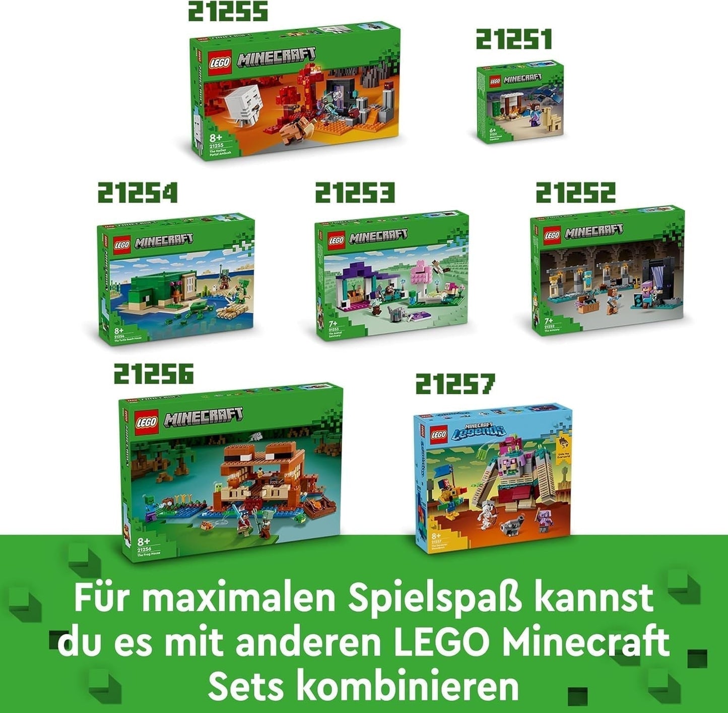 LEGO Minecraft Das Froschhaus, Spielzeughaus mit Figuren wie Zombie, Schleim und Ertrinkender, plus Zubehör wie Spielzeugboot und Werkbank, Geschenk für Jungen und Mädchen ab 8 Jahren 21256 Bausets Besuchen Sie den LEGO-Store