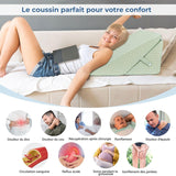 INFANZIA Keilkissen für Bett, Eckkissen, Dreieckskissen, faltbar, Memory-Schaum, Schlafapnoe, saurer Reflux, Beinhochlagerung, Lesen, grün
