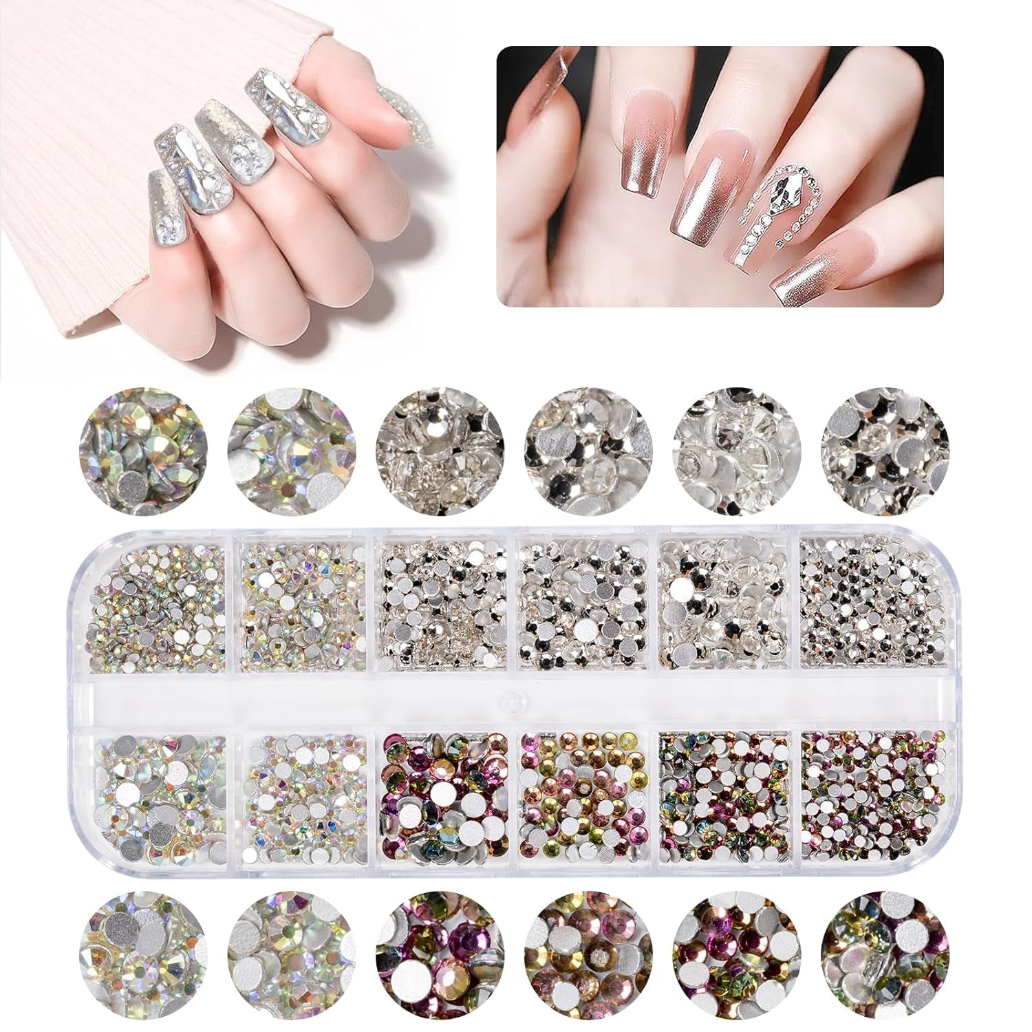 5600 Stück Strasssteine ​​​​Nägel Nail Art, 36 Farben Glitzersteine, Dekorationen Nagelsteine ​​​​Für Nagelkunst, Einschließlich Wachsstift Für Strasssteine ​​​​Und Strass-Picker