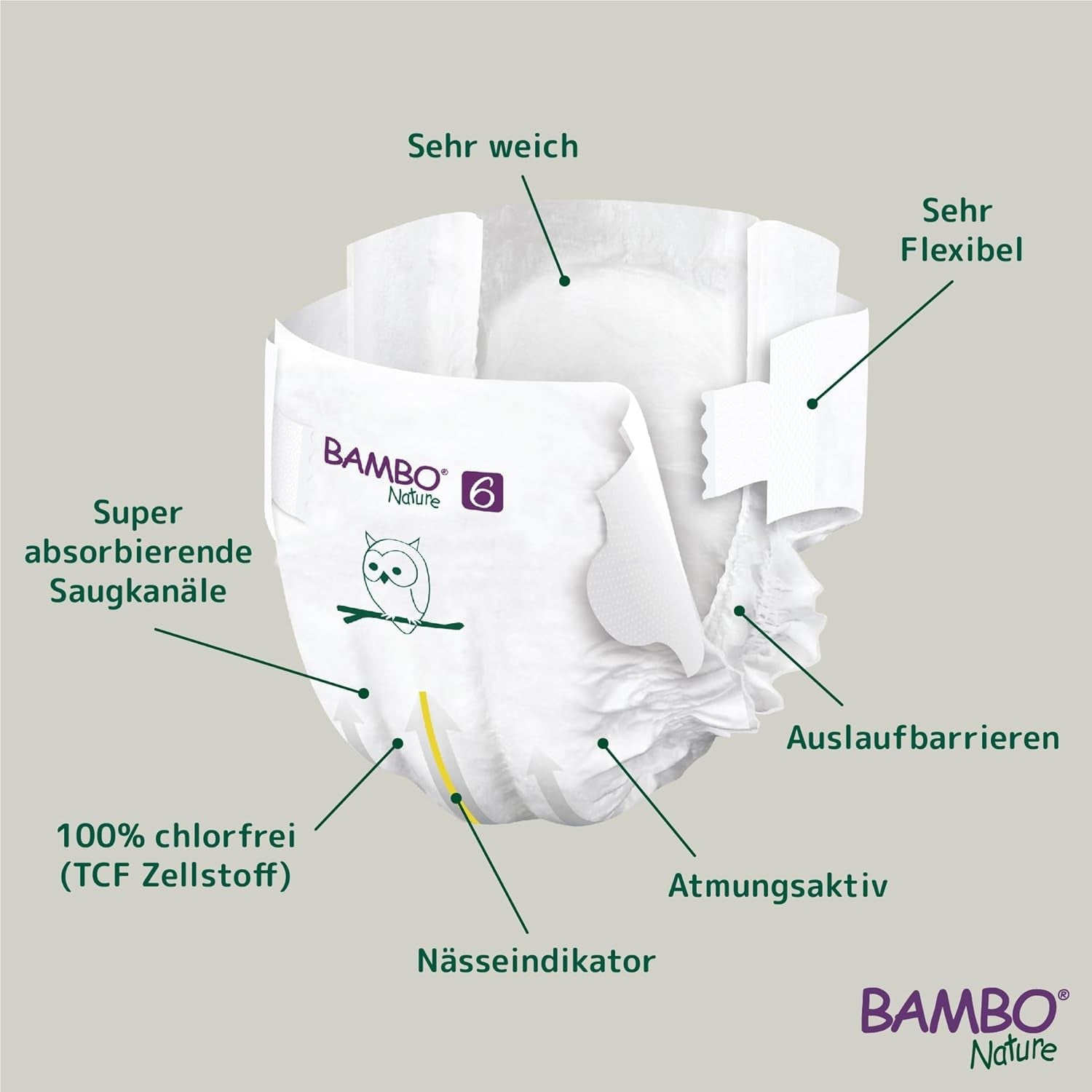 Bambo Nature Premium Eco Windeln, Größe 6, 1,63 kg