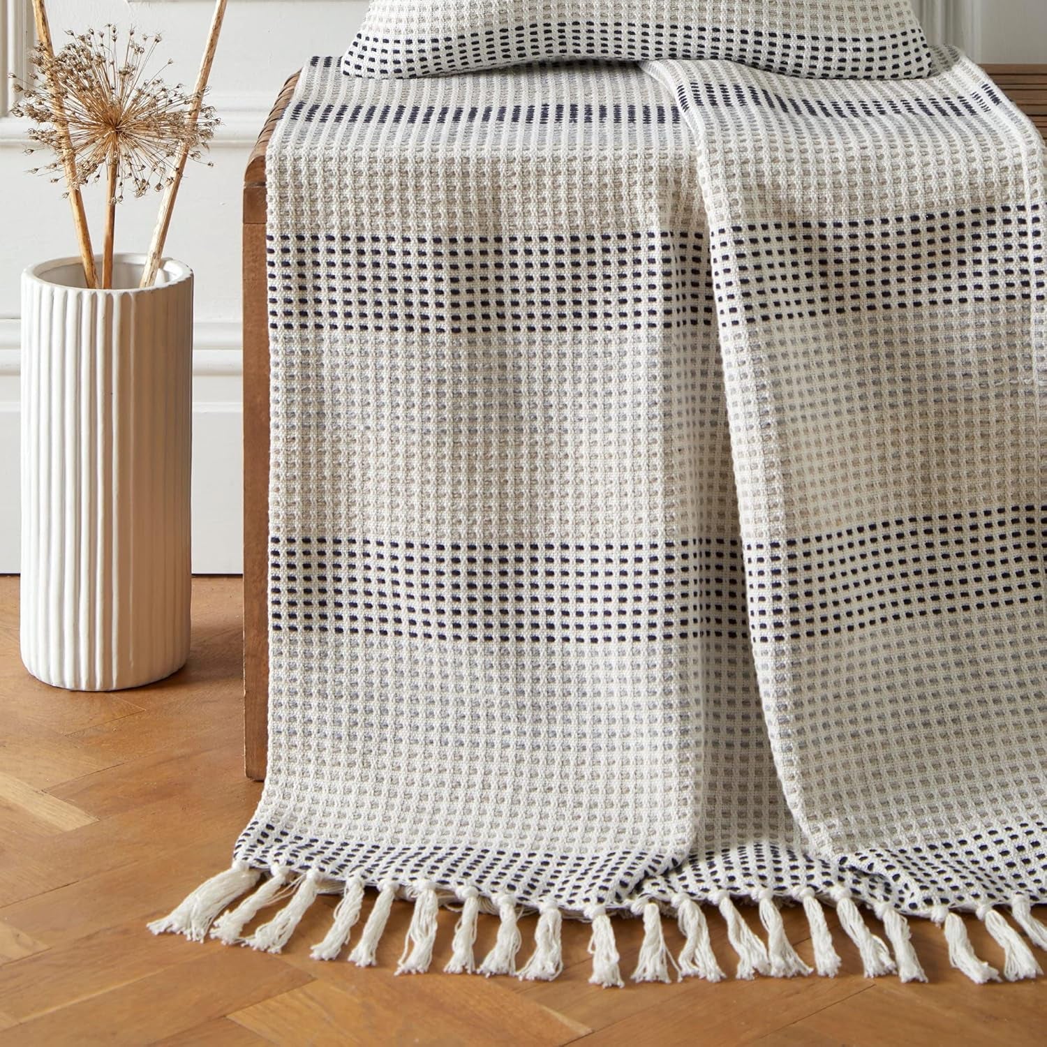 Loft Reva Tagesdecke, 100 % recycelte Baumwolle, 130 x 180 cm, Paprika Beds and Blankets Appletree Navy 130 cm x 180 cm