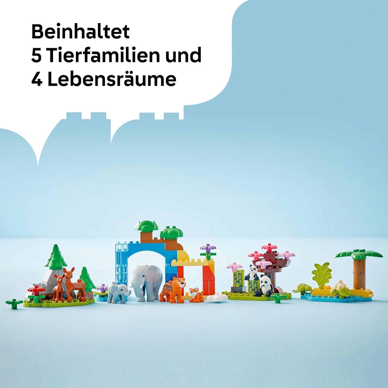 LEGO DUPLO Town Wild Animal Families 3-in-1-Set, Lernspielzeug für Kleinkinder mit Schildkröten, Tigern, Elefanten, Hirschen, Pandas, Set für Vorschulkinder ab 2 Jahren, Bauspielzeug mit Tierfiguren 10446 Bausets Beuche den LEGO-Store