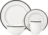 Amazon Basics Coffee Black Rim 16-teiliges Geschirrset für 4 Personen