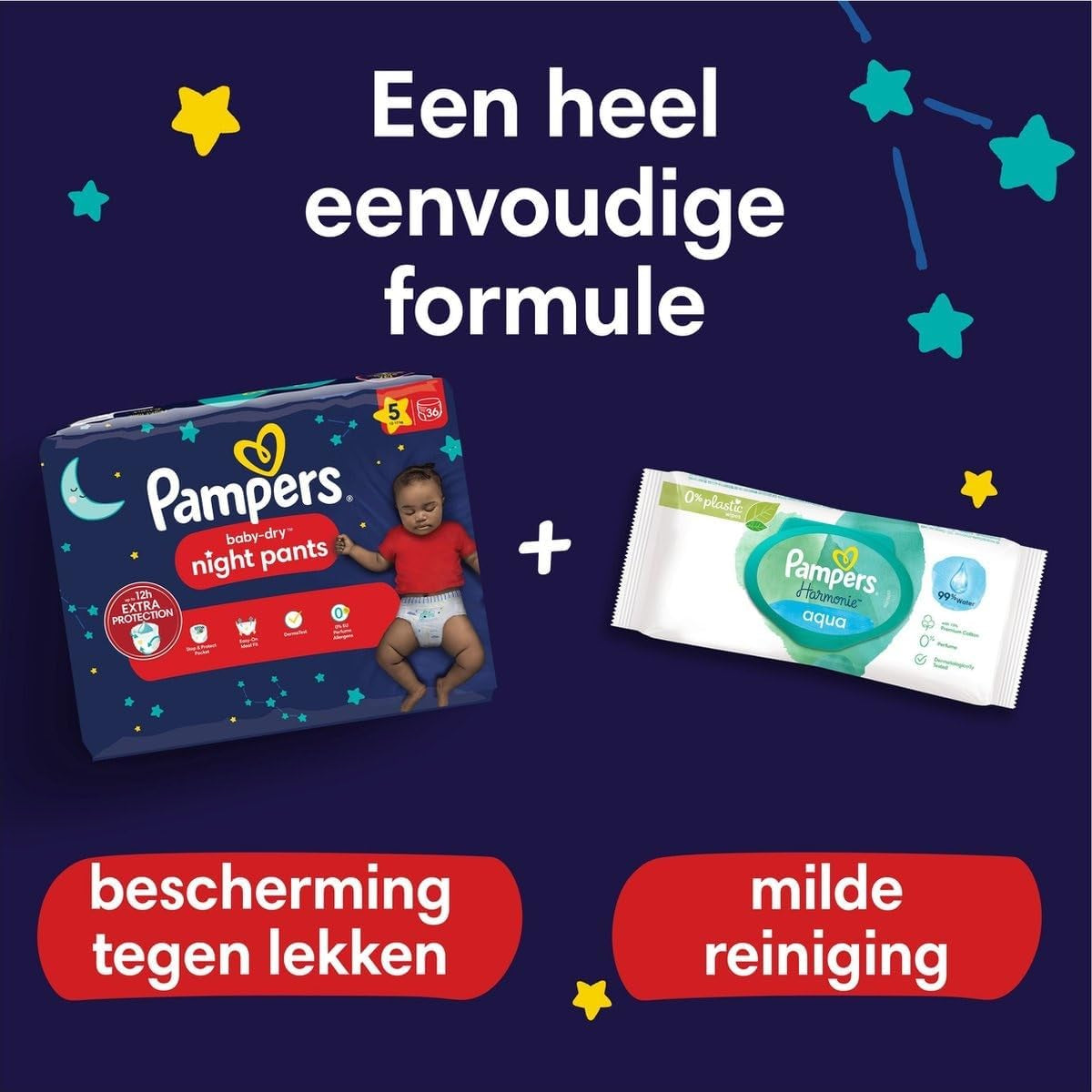 Pampers – Rutschfeste Baby-Nachthemden – Größe 6 – Kleinpackung – 30 Stück – 15+ kg