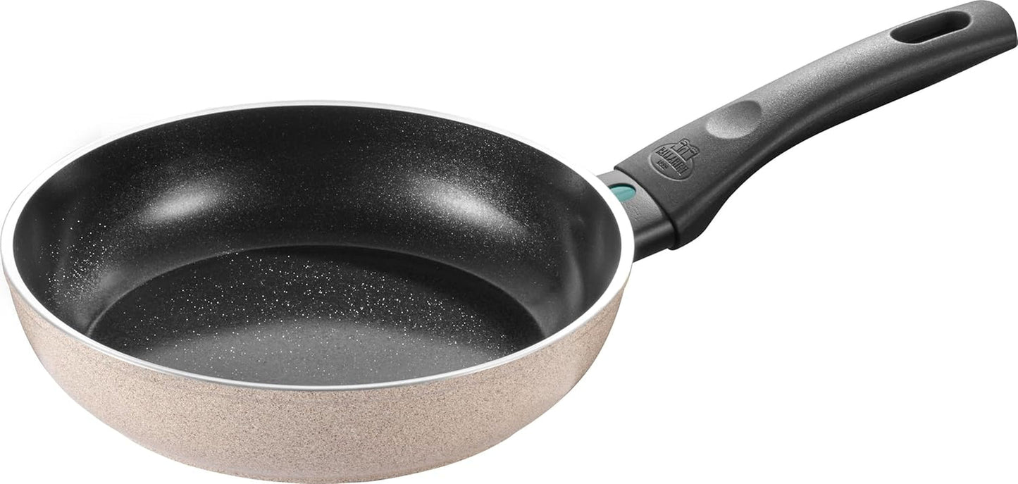 Ledro Bratpfanne, 24 cm, Aluminium, induktionsgeeignet, Antihaft-Keramikbeschichtung, Thermopoint, Made in Italy, beige Töpfe und Pfannen Naty Shop 20 cm