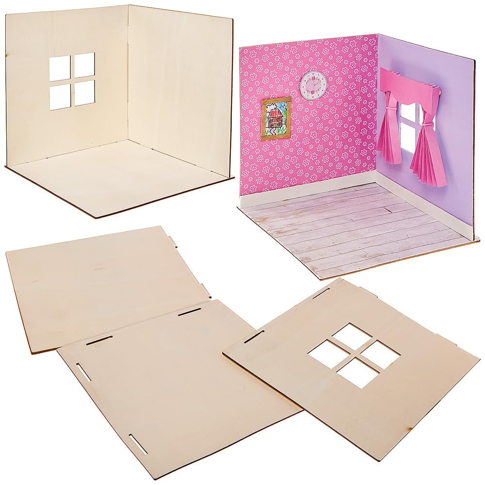 Baker Ross FN255 Mini-Puppenhaus-Set aus Holz – 1-teiliges Puppenhaus-Set für Kinder, DIY-Bastelset