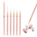 Nail Art Liner-Brush 5-Teiliges Gel-Nagellack-Malerei-Nagel-Punkt-Zeichnungs-Werkzeug Für Lange Linien Kunst-Design-Stift-Set Metallgriff Nail-Art-Design-Binsel Für Frauen