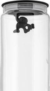 Alessi „Gianni“ Küchenglas aus Glas mit versiegeltem Deckel, thermoplastisches Harz, schwarz, 27,5 x 13,5 x 28 cm. Aufbewahrungsboxen für Lebensmittel, Naty Shop