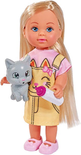 Simba 105733591 – Evi Love Kitty 2 Ways Match Only ONE Item Wird versendet. Puppe im süßen Katzenkleid mit Kätzchen und Trinkflasche, 12 cm große Spielpuppe, ab 3 Jahren