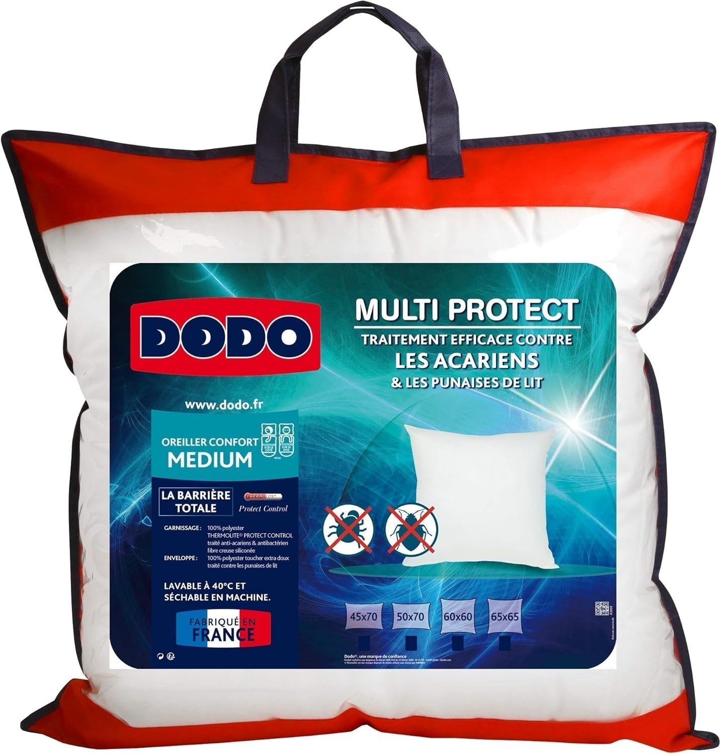 Bettmilben- und Bettwanzenkissen 60 x 60 cm, mittlerer Komfort, Multi Protect Kissen, Weichheit und Schutz, maschinenwaschbar bei 40 °C Naty Shop Standardkissen