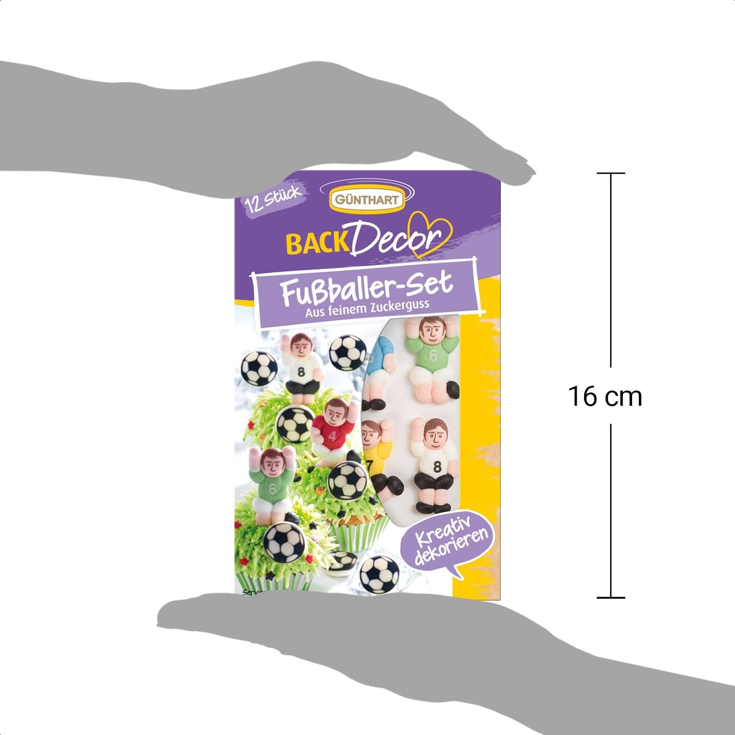 Günthart Backdecor 12 Zuckerfußballspieler und Fußbälle, 21 Gramm Naty Shop