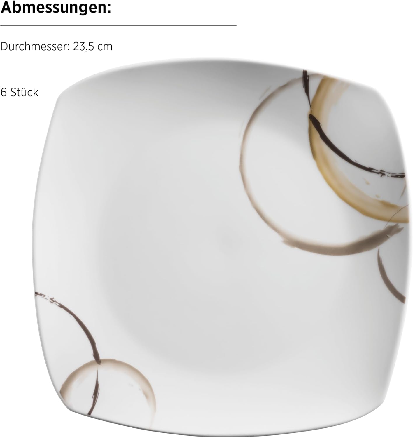 MÄSER Kombi-Geschirrset Nela, 30-teilige Serie, quadratisches Geschirrset für 6 Personen, weiß/braun