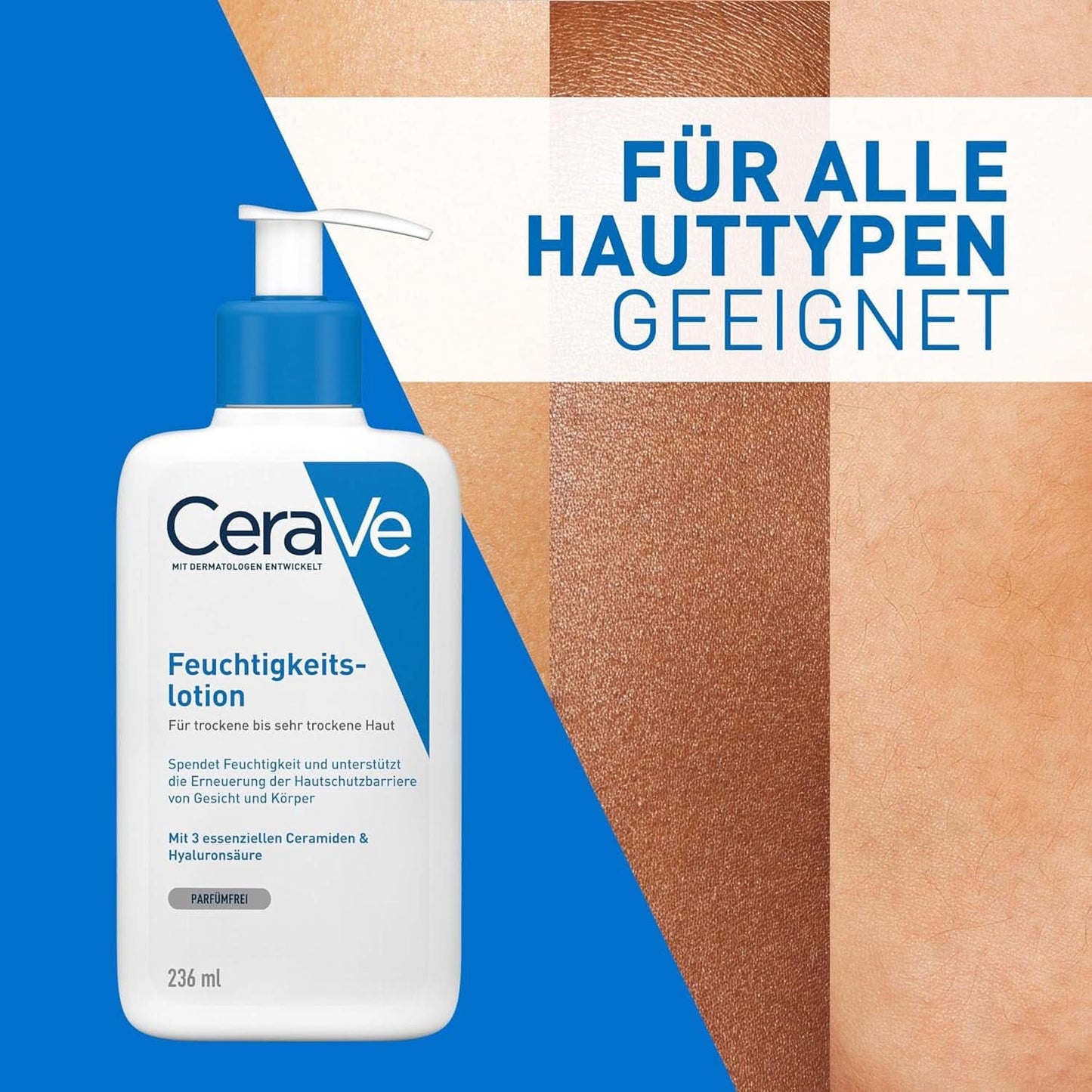 Cerave Körperlotion mit Dosierpumpe, geeignet für Neurodermitis und trockene oder sehr trockene Haut, 236 ml Kosmetik und Schönheit Naty Shop