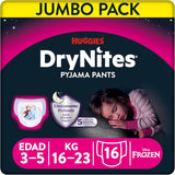 Dry Nites Pyjamahosen für Mädchen 3–5 Jahre, 1 Packung (16 Stück) Naty Shop