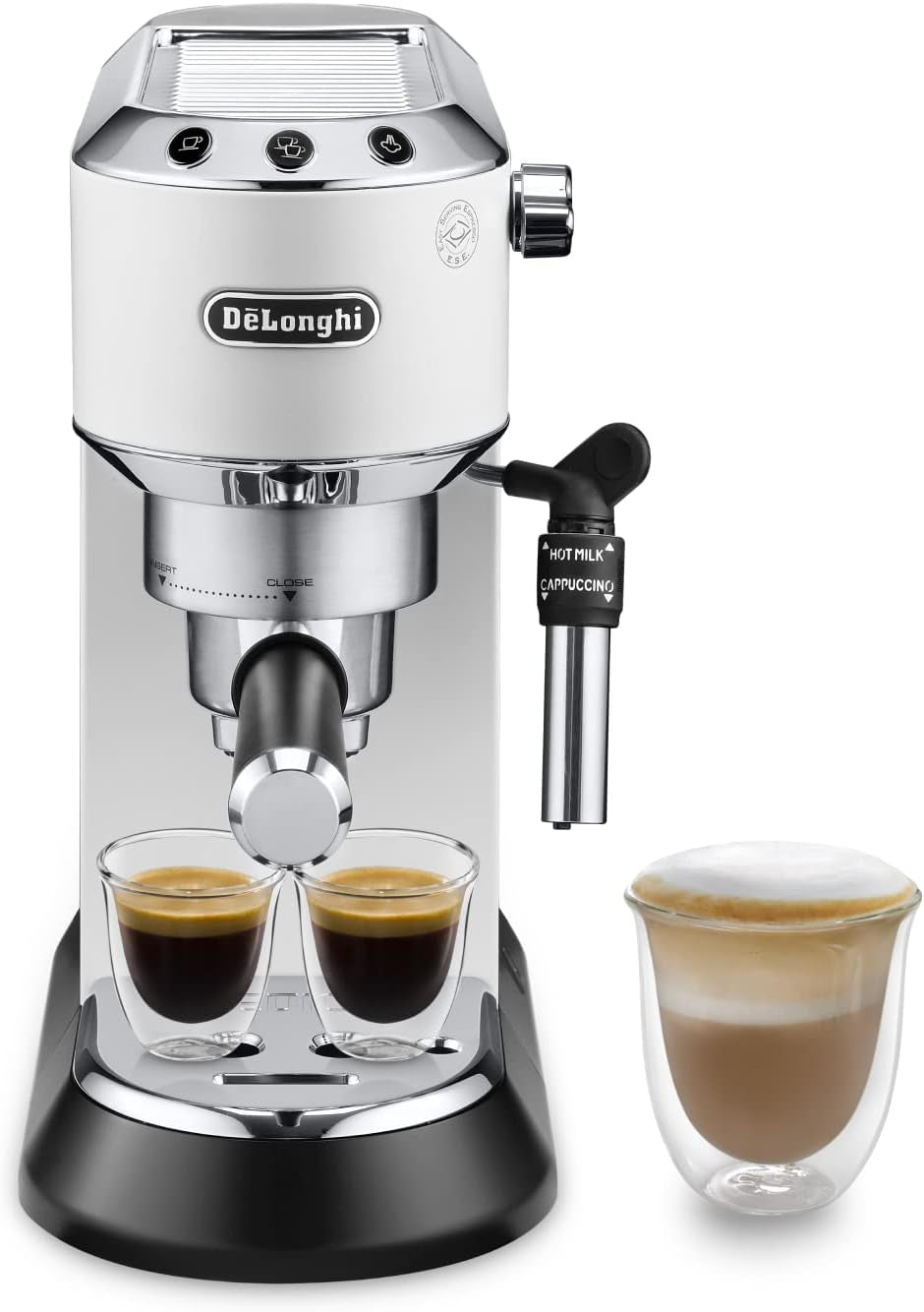 De'Longhi Dedica Style EC 685.B – Espressomaschine mit Siebträger, Espressomaschine mit professionellem Milchaufschäumer, nur 15 cm breit, für gemahlenen Kaffee oder ESE-Kapseln, 1 l Wassertank, schwarz