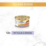 Gourmet Gold Tender Morsels in Gemüsesauce, Kalbfleisch und Gemüse, Nassfutter für Katzen, 12er-Pack (12 x 85 g)