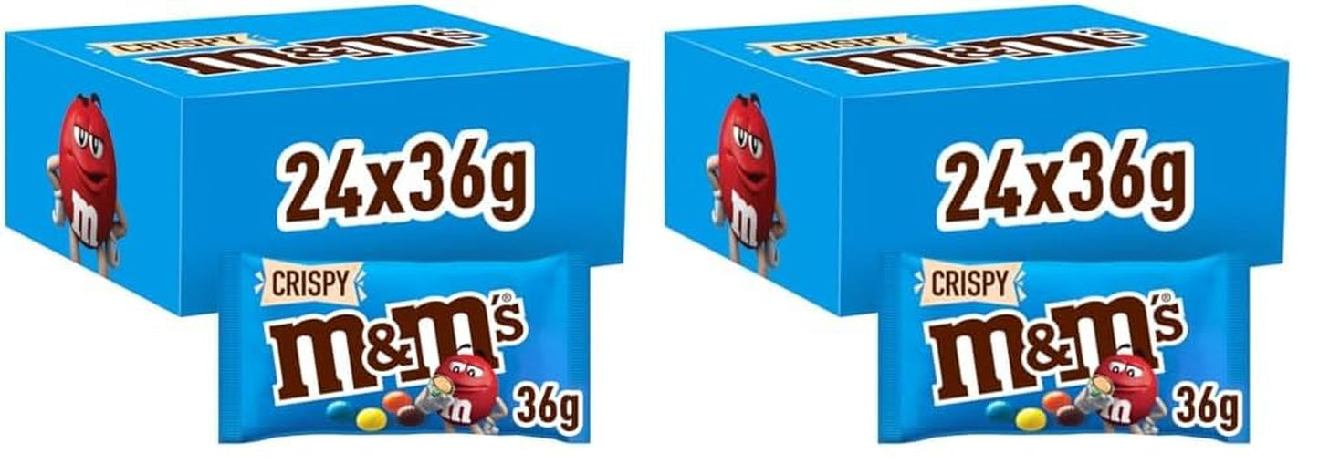 M&M's Erdnuss-Schokoladen-Großpackung, 24 x 45 g Schokoladen-Linsen mit Erdnussgeschmack, Schokoladengeschenk (1080 g), ideal als Leckerbissen zum Thema Fußball