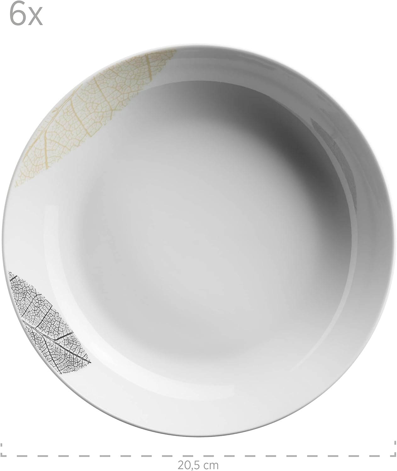 MÄSER 931215 Wunderschön dekoriertes Tafelservice für 6 Personen, Kombiservice 30-teilig, mit rahmenlosen Formen, Porzellan, weiß