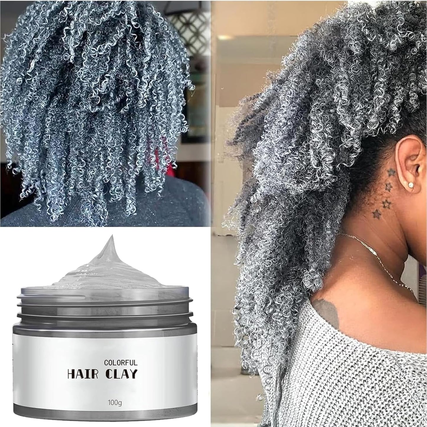 Graues Haarfärbemittel, silbergraues Haarfärbemittel, temporäres Haarwachs, Unisex – Grauabdeckung, pflegend, Creme, Wachs, 1 Milliliter, 1 Stück. Haarfärbemittel Naty Shop