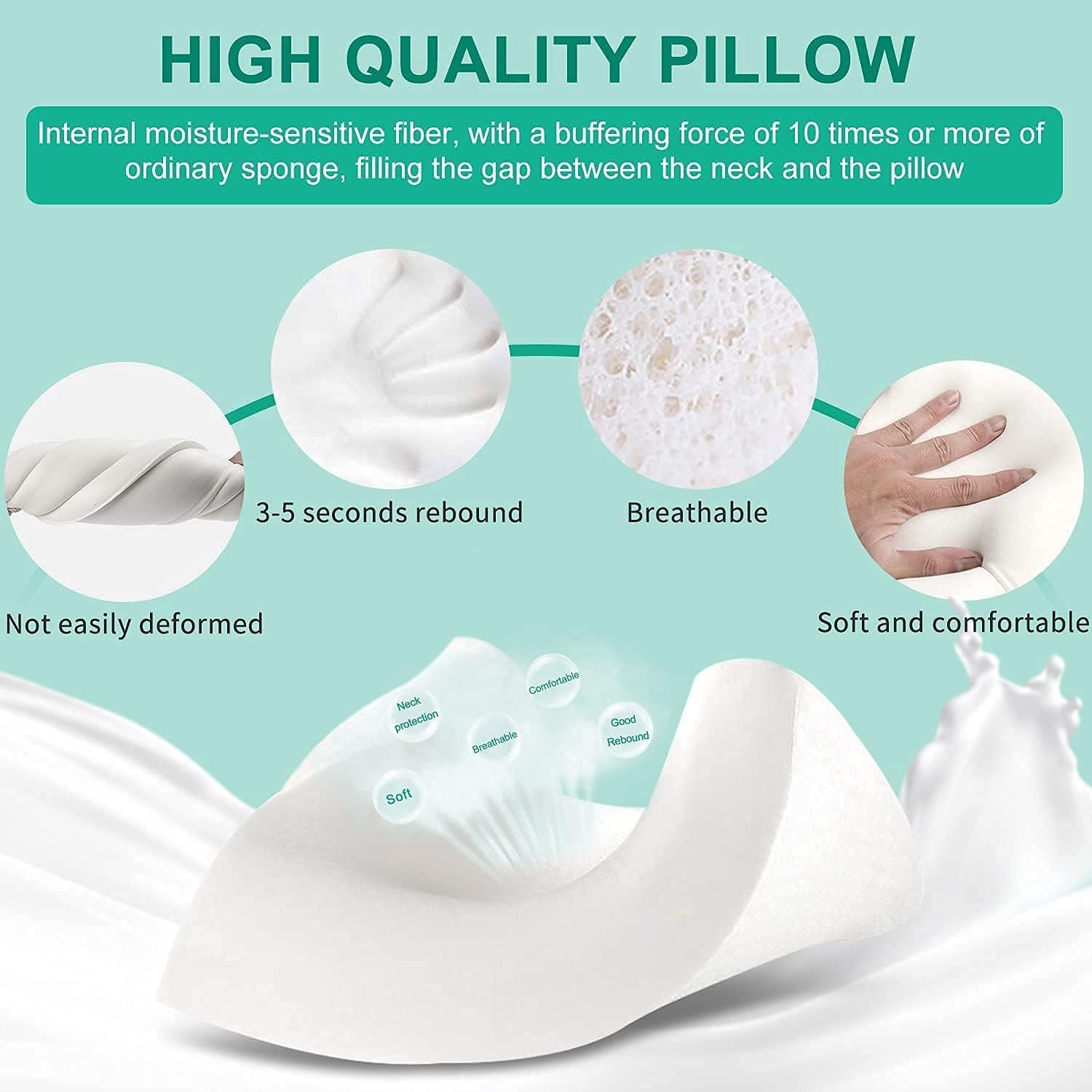 Fityou Memory-Schaum-Kissen, Nackenstützkissen, ergonomisches Schlafkissen, Kühlkissen, doppelseitiges Design, waschbarer Kissenbezug (67,5 x 40 x 13 cm), orthopädische Nackenkissen, Naty Shop