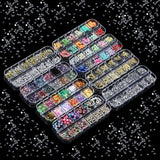 8 Boxen Nail Art Strass Kit - Nail Art Gemischt Strass Set, Nagel Kunst Strasssteine ​​​​Gems Perlen Edelsteine ​​​​Bunt Pferdeaugen Strass Für Nageldesign Zubehör Mit 1 Pinzetten Und 1 Strass Picker Für DIY