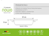 Woll Nowo Titanium Kasserole - Induktiv -, Ø 32 cm, 8 cm hoch, 5,5 Liter, mit 2 Seitengriffen - geeignet für alle Herdarten Formen und Tabletts zum Backen Naty Shop