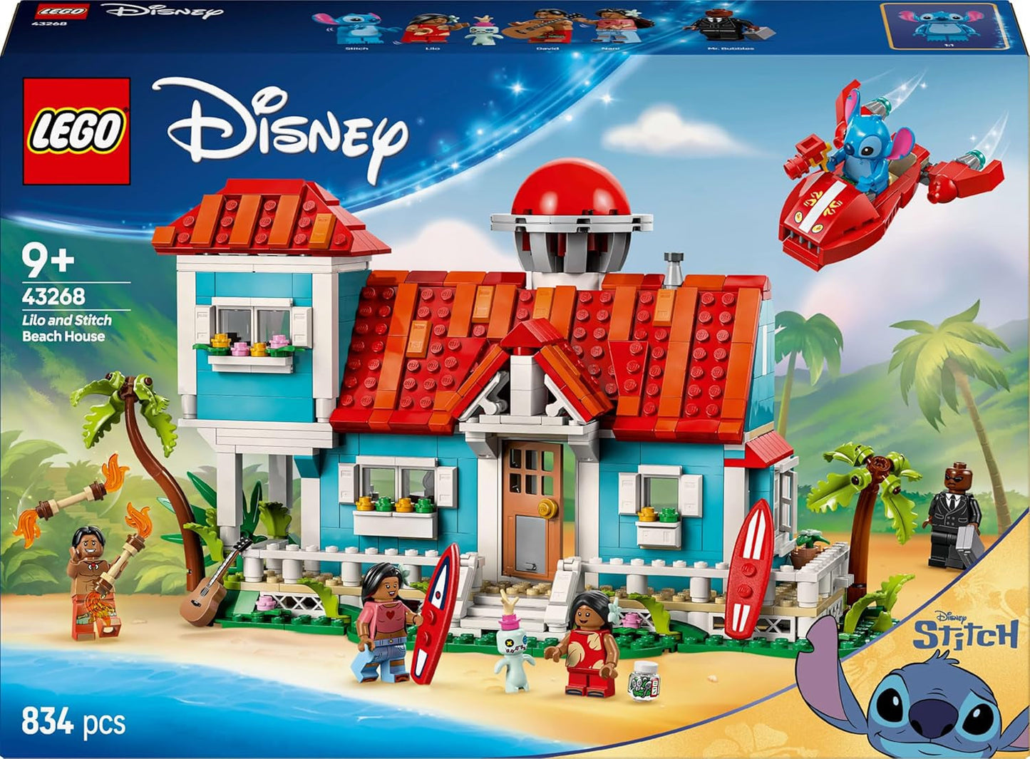 LEGO® Disney Beach House aus „Lilo und Stitch“ – Bauspielzeug mit 6 Zimmern, Observatorium, Raumschiff und 5 Minifiguren – Geburtstagsgeschenk für Mädchen und Jungen ab 9 Jahren und Fans 43268 Besuche den LEGO-Store Bausets