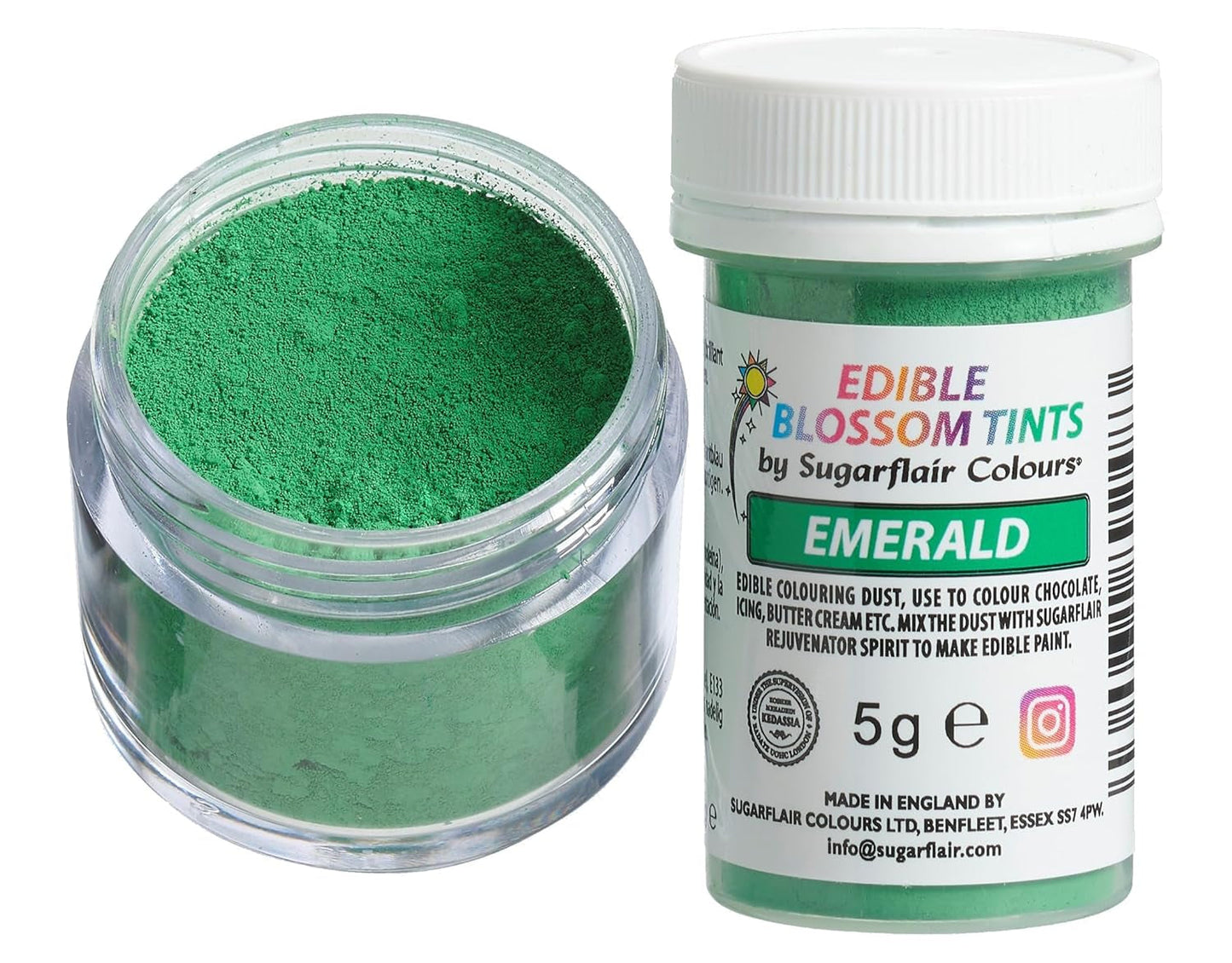 Sugarflair Blossom Tint Dust Emerald Lebensmittelfarbpulver – Lebensmittelfarbpulver für Kuchendekoration, Zuckerpaste, Fondant, Glasur, Schokolade, Buttercreme, Macarons und mehr – 5 g