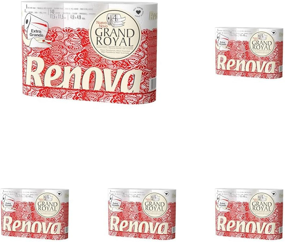 Toilettenpapier Renova Renova Grand Royal 4-lagig – 6 Rollen, groß (5er-Pack)